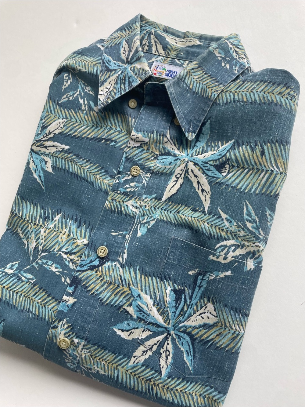 Vintage 80s Reyn Spooner Spooner Kloth Hawaiian Aloha Shirt Hula Girl Tag Size M